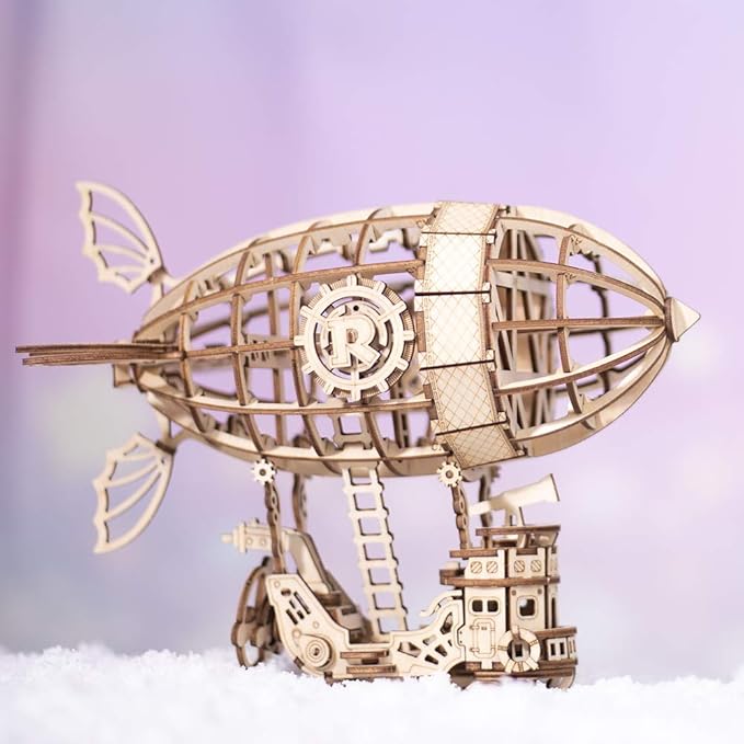 Rolife 3D Wooden Puzzle Airship for Kids and Adults - Model Building Kit, Educational Brain Teaser, Ages 8-10 (7.1in*5in*6.5in)