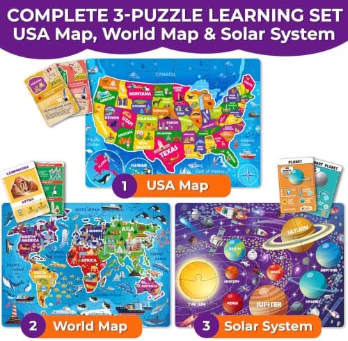 Educational Puzzles for Kids Ages 8-10 - 3 Jigsaw Kids Puzzles Ages 6-8 - Image 2