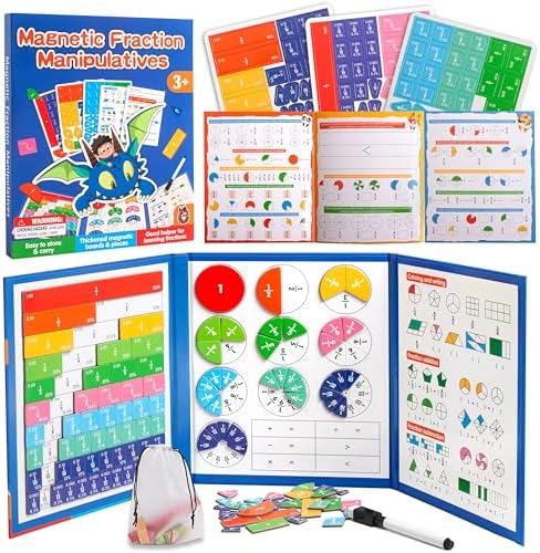 Magnetic Fraction Manipulatives for Kids, Fraction Tiles & Circles Educational Learning Set, Magnetic Fraction with Dry-Erase Practice, Homeschool & Classroom Math Teaching Tool for Elementary Math by Unknown