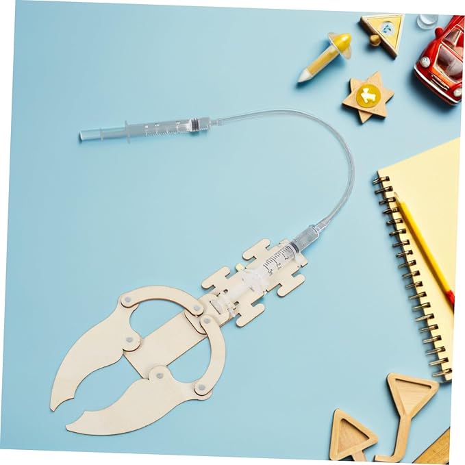 3 Sets Hydraulic Robotic Arm Wooden Building Kit DIY Bionic Mechanical Hand Stem Educational for Boys Interactive Science Project