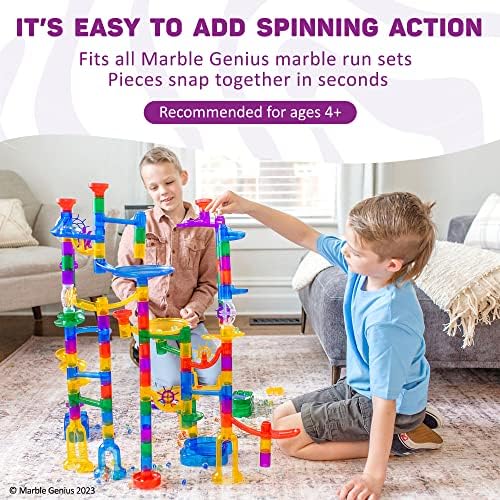Marble Genius Spinning Wheels, 5pcs Marble Run Accessory Set for Kids Ages 4+, Fun Ultimate Marble Track Race Add-on Kit for Teens STEM - Image 4