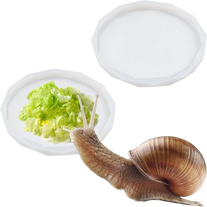 2 Pack Snail Habitat Kit, White Silicone Food Bowl and Water Dish for Snail, Snail Habitat Accessories, Pet Land Snail Supplies