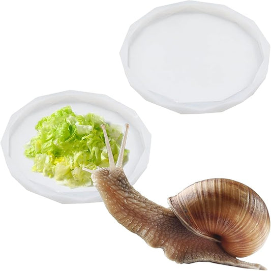 2 Pack Snail Habitat Kit, White Silicone Food Bowl and Water Dish for Snail, Snail Habitat Accessories, Pet Land Snail Supplies