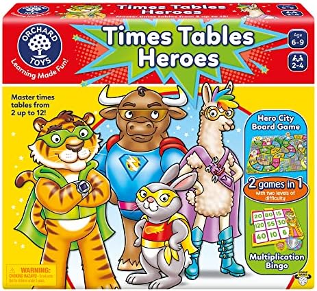 Orchard Toys Moose Games Times Tables Heroes. an exciting Multiplication Game, Superhero Play. for Ages 6-9 and for 2-4 Players by OrchardToys