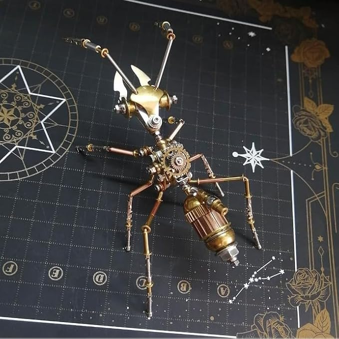 3D Steampunk Metal Insect Bug Mechanical Sculpture Insect Puzzle Ant Model Engineering Puzzle DIY Projects for Birthday Present,Funny (Ant)