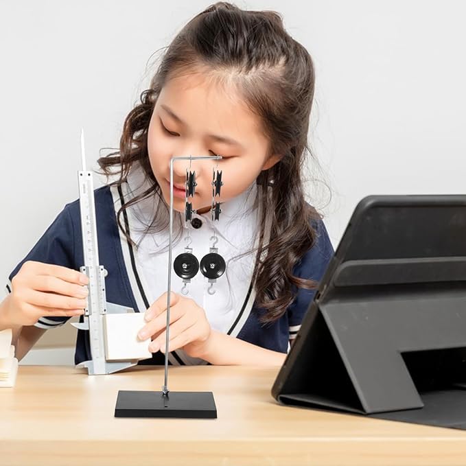 iplusmile Pulley Block Set Physics Lab Science Kit Experiments - Pulley Blocks with Holder and Rope for Science Classroom School Students Physics Class - Random Color