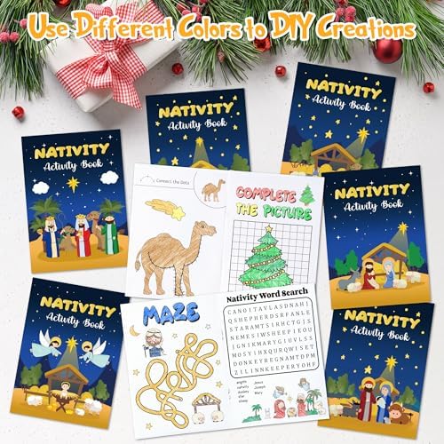 Bulk Nativity Activity Books,24Pc Christmas Coloring Games Booklet for Kids - Image 5