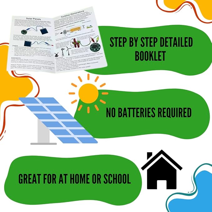 STEM Renewable Energy DIY Science Kit – Solar Panel & Wind Turbine Experiment Set for Boys & Girls Ages 8+ | Build LED & Voltmeter Circuits | Classroom, Homeschool & Science Fair Project