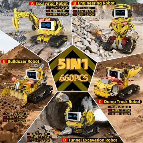 5 in 1 Robot Building Set with RC & APP for Boys Kids Ages 8-14 - Image 4