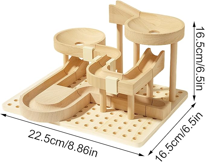 Marble Maze - Wooden Funny Educational Game, Marble Maze Race Track, STEM Skill-Building Toy for Boys Girls Kids Classroom Home School Kindergarten, Educational Toy, 8.86x6.5x6.5 Inches
