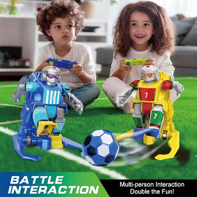 X-Verse Robot Toys for Kids, Dual Remote Controlled Soccer Robot with Lights - Soccer Game Mode, Soccer Robots with Soccer, Soccer Field and Goalposts, Christmas Birthday Gift for Boys