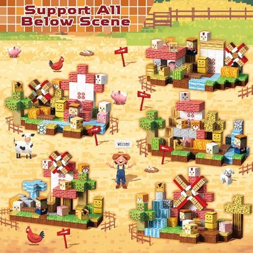 GraceDuck 120 PCS Magnetic Blocks - Magnetic Building Blocks, Magnetic Farm Animal Homes Stacking Magnets for Kids, STEM Montessori Sensory Toys for Kids 3+ Boys and Girls Christmas Birthday Gifts - Image 3