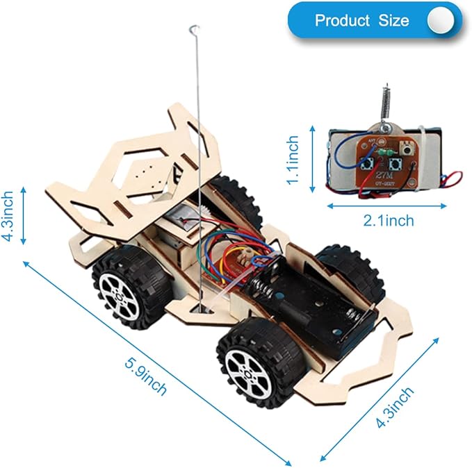 Wooden Wireless Remote Control Racing Car Kit F4,Science Experiment Kit,Science Experiment Kit for Applicable to Youth Age,Robotic Stem Project Model Car Kits to Build