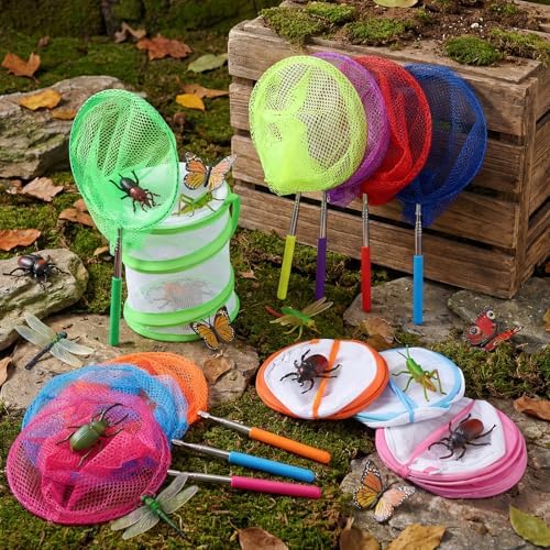 Simgoing 24 Pcs Telescopic Butterfly Fishing Nets for Kids, Outdoor Explorer Catching Kits, Insect Mesh Cage, Catching Insects Bugs Fishing, Extendable 34 Inch - Image 5