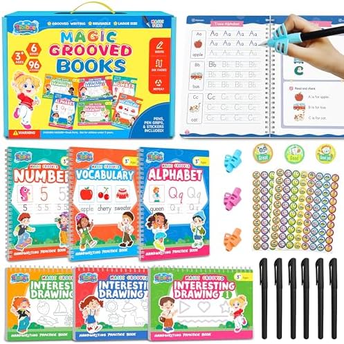 Magic Grooved Writing Practice for Kids, Reusable Grooved Workbook by Tibibee