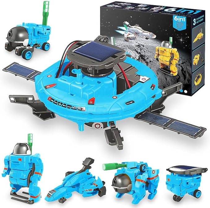 STEM Projects for Kids Ages 8-12 Solar Robot Kit 6-in-1 Space Toys for 10-Year-Old Boy Girl Gift Toys Science Kits Christmas Birthday Gifts for 8 9 10 11 12 Year Old, Blue