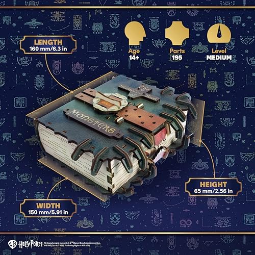 UGEARS Harry Potter The Monster Book of Monsters - 3D Wooden Puzzles for Adults, Mechanical Wooden Model Kits for Adults to Build, DIY Building Craft Kit, Brain Teaser Puzzle, Hobby Gift 3D Puzzle - Image 3