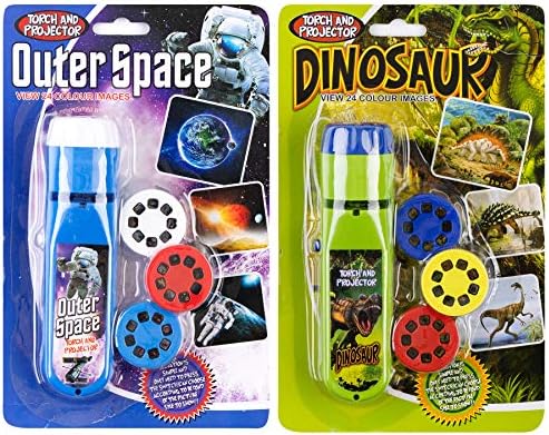 Georgie Porgy Slide Torch Projector Toys Flashlight for Kids Educational Solar System Planet Toys Science Set Wall Ceiling Tents Dino Night Lamp Gifts for Boys Girls (Outer Space + Dinosaur) by GeorgiePorgy