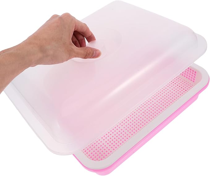BESTonZON Sprouting Tray with Lid Bean Sprout Mesh Growing Container Microgreens Nursery Tray for Indoor Seed Germination and Vegetable Sprouting