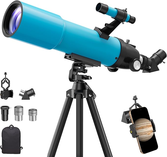 90MM Telescope for Adults and Kids 8+: 150X High Powered Astronomical Portable Refracting FMC Beginners Explorer Scope Toys for Girls Boys 8-12 Xmas Gift Travel Stars Gazing w Professional Tripod