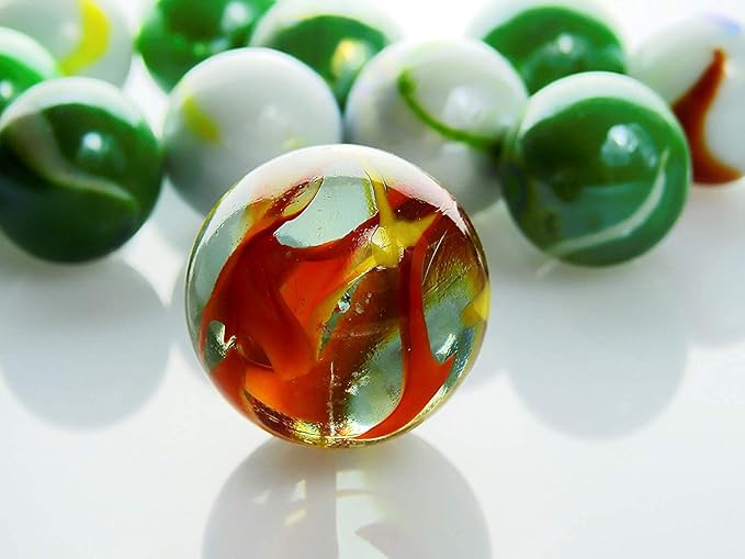Glass Marbles for Kids - Large 1" Shooter Marbles Bulk for Collectables, Games and Home Decorations - Set of 50 Assorted Colors - Big Bag of Marble- Jugar a Las Canicas