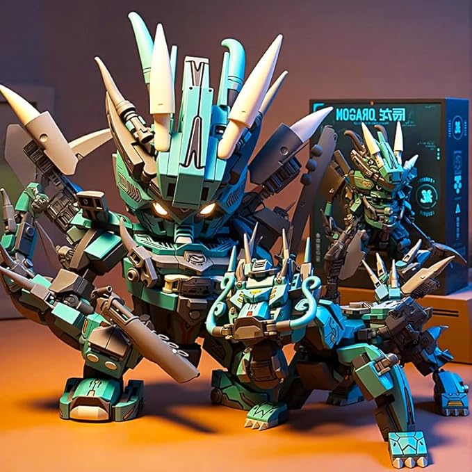 Dragon Mecha Transforming,Mechanical Robot Dragon-Shaped Model Building Block Toy Set, Cool Warrior, Suitable as a Christmas Birthday Gift for Adults or Children