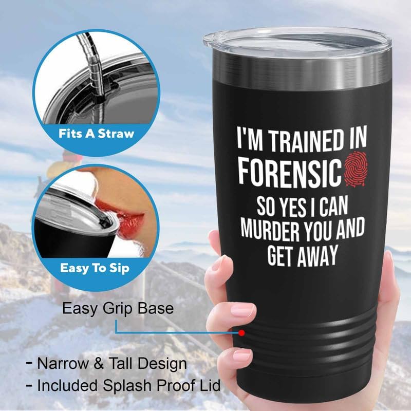Forensic Black Edition Ringneck Tumbler 20oz - Trained In Forensic - Forensics Anthropologist Pathologist DNA Analysts Forensic Scientist Professor Gift - Image 5