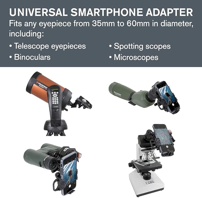 Celestron - NexStar 8SE Telescope - 8-Inch & NexYZ DX Kit - 3-Axis Universal Smartphone Adapter & 18778 AC Adapter (Black)