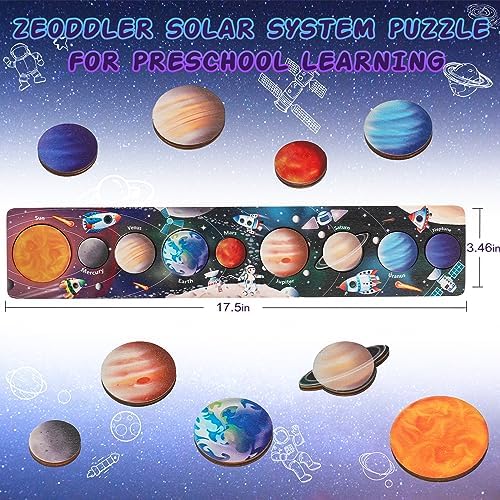 Zeoddler Solar System Toys for Kids 3-6, Wooden Space Puzzle for Kids, Planets for Kids, Preschool Learning Activities, Gift for Boys, Girls - Image 6