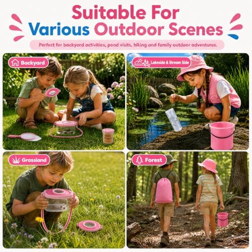 Bug Catcher for Kids Pink, Outdoor Toys Ages 4-14, Bug Exploration Playset - Image 7