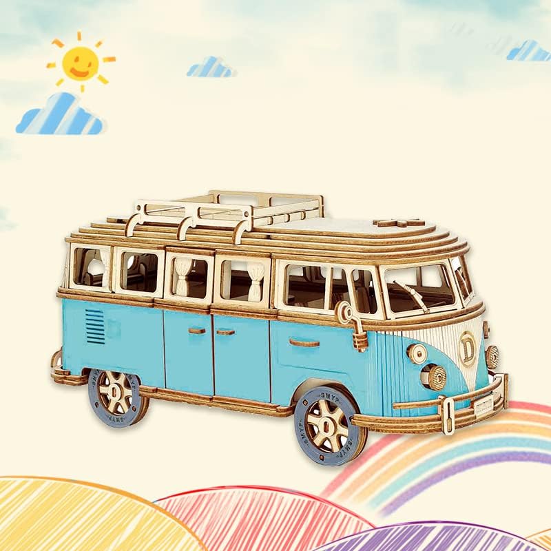 Children's Wooden Puzzle Camper Van - Wooden Car Model DIY3d Puzzle Toy Birthday Gift, 226PCS - Image 2