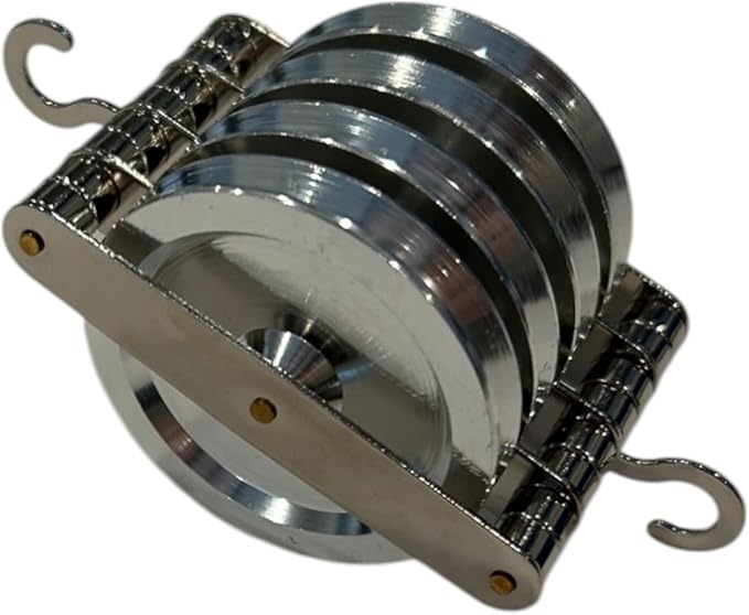 16085: Quadruple Pulley Kit - Physics Classroom or Homeschool STEM Tool - Demonstrates Force, Motion, Gravity, Inertia, Acceleration, Mechanical Advantage