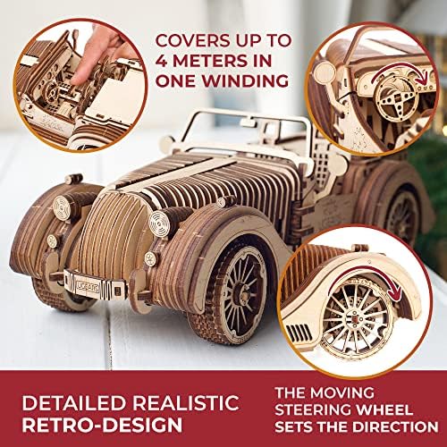 UGears Mechanical Models Roadster VM-01 3-D Wooden Puzzle - Image 3