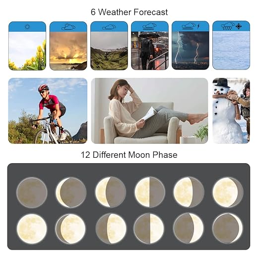 KETOTEK Wireless Radio Weather Station with 3 Outdoor Sensors Indoor Outdoor LCD Digital Thermometer Hygrometer Barometer with WWVB,Alarm Clock,Weather Forecast,Moon Phase,Sunrise and Sunset Time