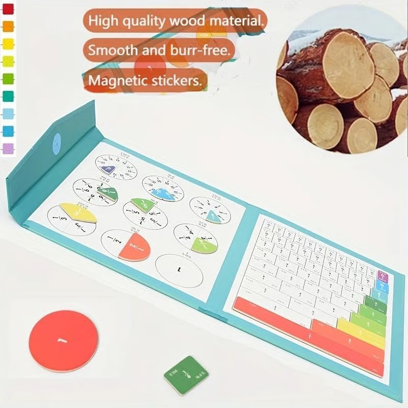 Magnetic Fraction Demonstration Book, Magnetic Fraction Tiles, Fractions Manipulatives, Score Disk Demonstrator Math Puzzle Learning Building Block Set- (2Set) - Image 5