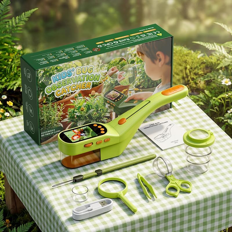 SIIOOE Bug Catcher Microscope for Kids Outdoor: STEM Toys with 500X HD Zoom - Birthday Gift for Boys Girls Age 3-12 - Handheld Nature Explorer Kits for Summer Camping Lemon Yellow - Image 7