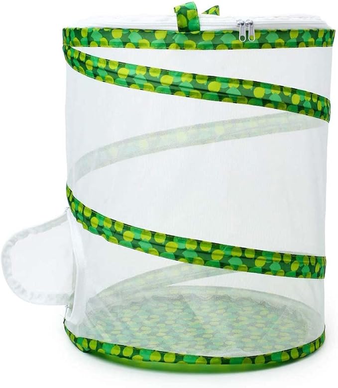 Butterfly and Insect Garden Habitat Mesh Cage Collapsible Design, Bug Terrarium Pop Up 12" x 14" Tall