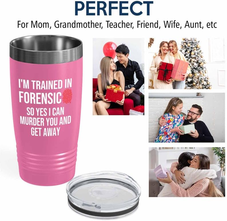Forensic Pink Edition Ringneck Tumbler 20oz - Trained In Forensic - Forensics Anthropologist Pathologist DNA Analysts Forensic Scientist Professor Gift - Image 6