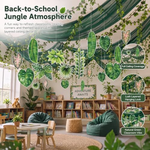 55 Pcs Jungle Safari Party Decor Rainforest Celling Faux Vine - Image 3
