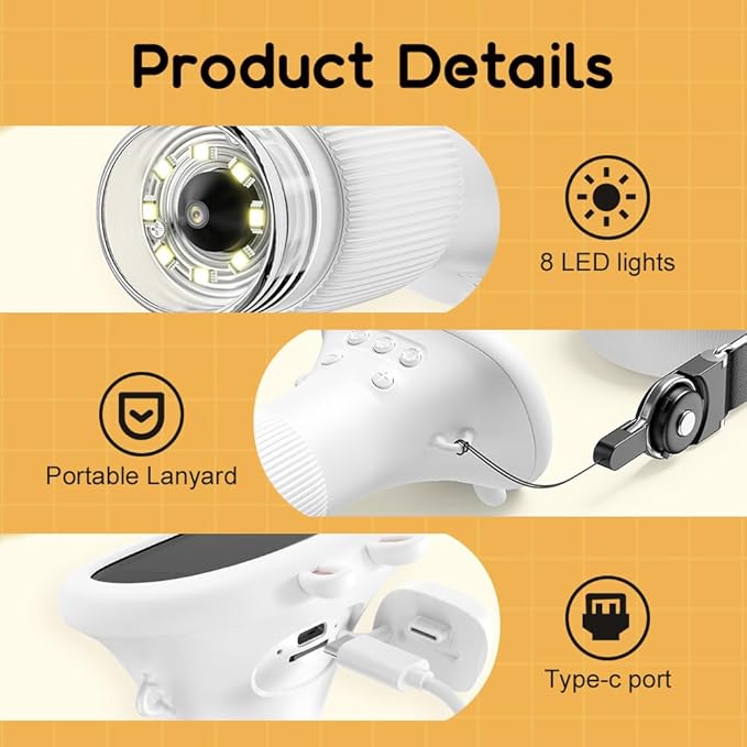 Buggy Lens Microscope Toy, Portable Optical Digital Microscope, 2" IPS Screen 1000x Handheld Digital Microscopes HD Pocket Portable Microscopes (Yellow)