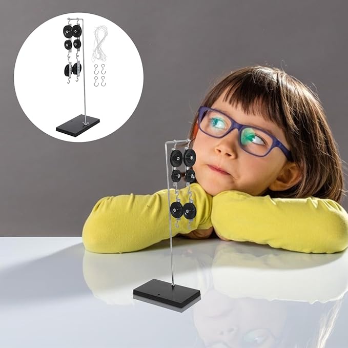 iplusmile Pulley Block Set Physics Lab Science Kit Experiments - Pulley Blocks with Holder and Rope for Science Classroom School Students Physics Class - Random Color