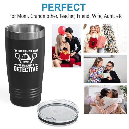 Detective Black Edition Tumbler 20oz - I'm into crime shows - Private inverstigator Public investigator enigmatic person police training gift - Image 5