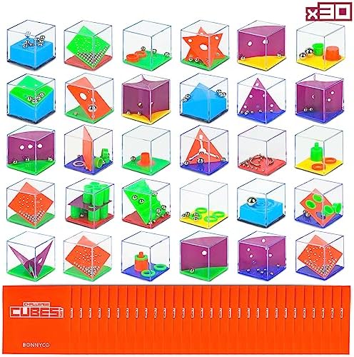 BONNYCO Brain Teaser Puzzles Cubes Kids Party Favors Pack 30. Pinata Goodie Bags Stuffers for Kids 3-5 4-8, Return Gifts for Birthday Party. Mini Puzzle Games, Classroom Prizes, Rewards Stocking by BONNYCO