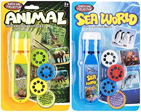 Georgie Porgy Children Projector Toys Educational Science Set Wall Ceiling Tent Torch Flashlight for Kids Gifts for Boys Girls (Wild Animal + Sea World) by GeorgiePorgy