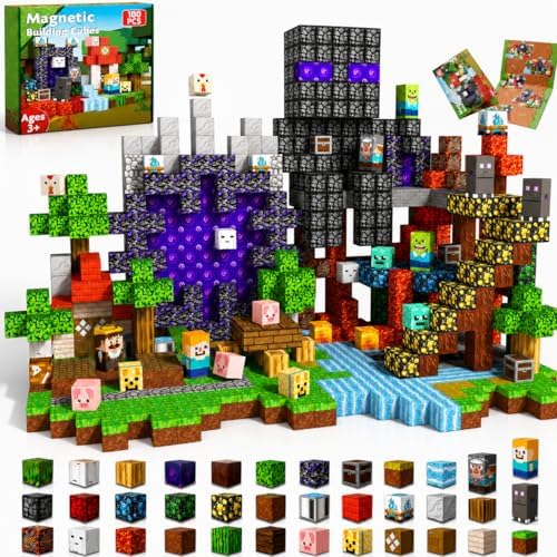 GraceDuck 100 PCS Magnetic Blocks - Magnetic Building Blocks, Stacking Magnets for Kids, Sensory Toy for STEM Montessori Sensory Toys for Kids 3+ Boys and Girls Christmas Birthday Gifts by GraceDuck