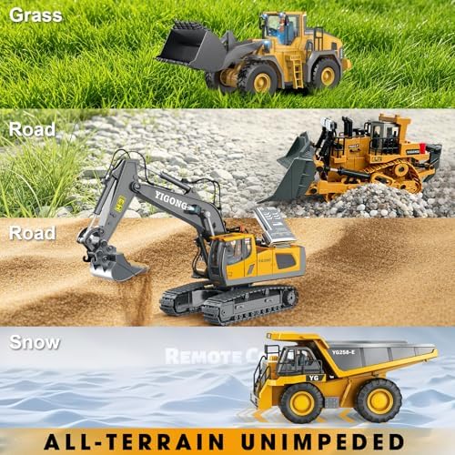 Remote Control Excavator (11-Channel), Dump Truck, Bulldozer, Loader (9-Channel), 2.4GHz Remote Control Construction Vehicles, Made of ABS, with Cool Lights and Sound Effects, 4-Pcs - Image 3