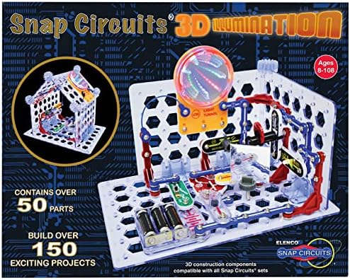 Snap Circuits 3D Illumination Electronics Exploration Kit | Over 150 STEM Projects | Full Color Project Manual | 50 Parts | STEM Educational Toys for Kids 8+ by SnapCircuits