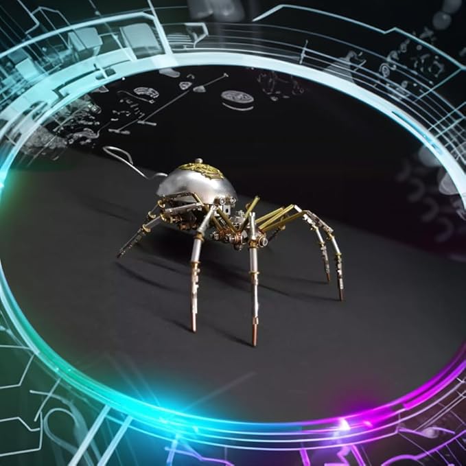 Steampunk Metal Insect Bug Mechanical Sculpture Insect 3D Metal Puzzle Spider Model Handmade for Man Entomology Learning,Gifts for Birthday(Long-Tailed Spider)