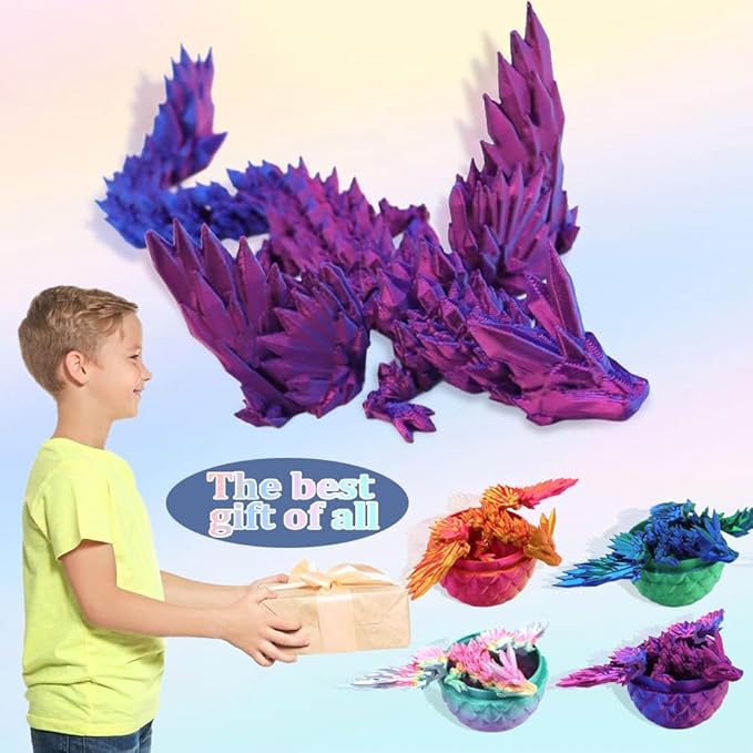 3D Printed Dragon Egg Toy, Fidget Toys for Children, Xmas Gift for Adults with Stress, Autism, ADHD, Perfect Christmas Stocking Stuffer (4 PCS)