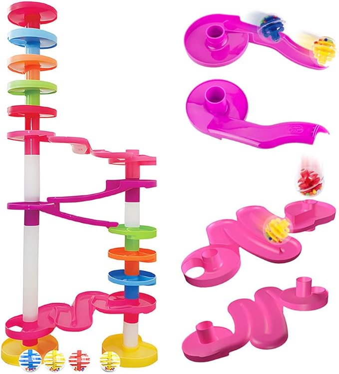 WEofferwhatYOUwant Super Ball Drop – 26-Piece Giant Marble Run for Toddlers 10M+ | Extra Tall STEM Tower Toy with Large Balls, Windy Ramps & Double Bridges | Expandable, Durable & Educational Toy Set